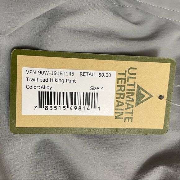 NWT Ultimate Terrain Trailhead Hiking Pants in Alloy Gray Women’s Size 4 NEW - Picture 7 of 13